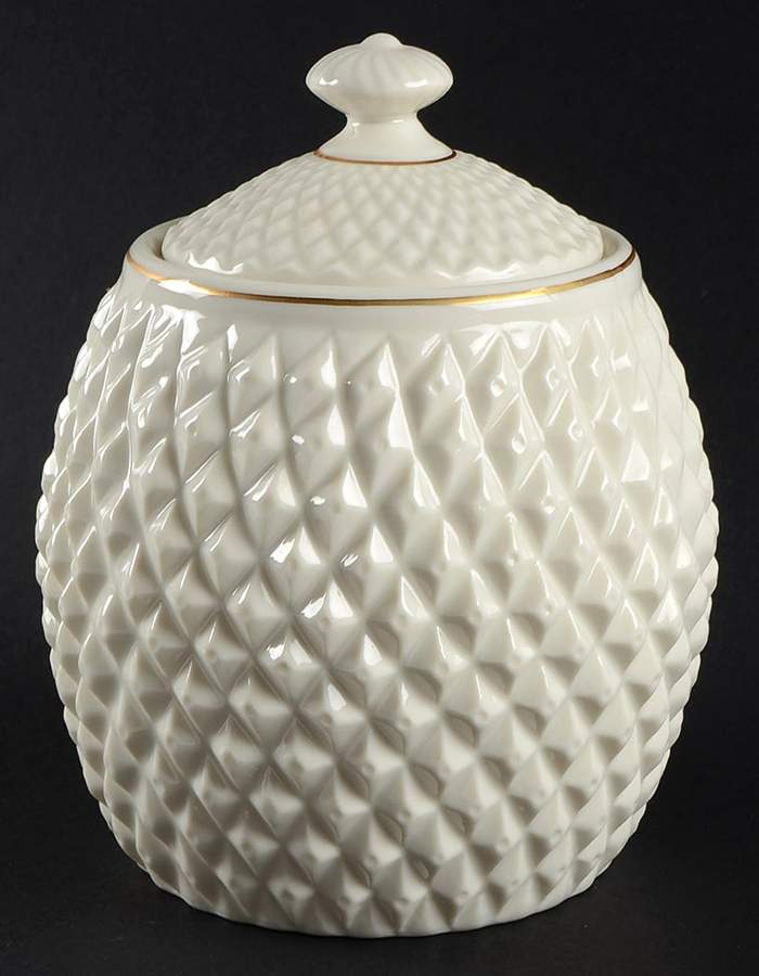 Diamond Biscuit Barrel & Lid by Belleek Pottery (Ireland)-1