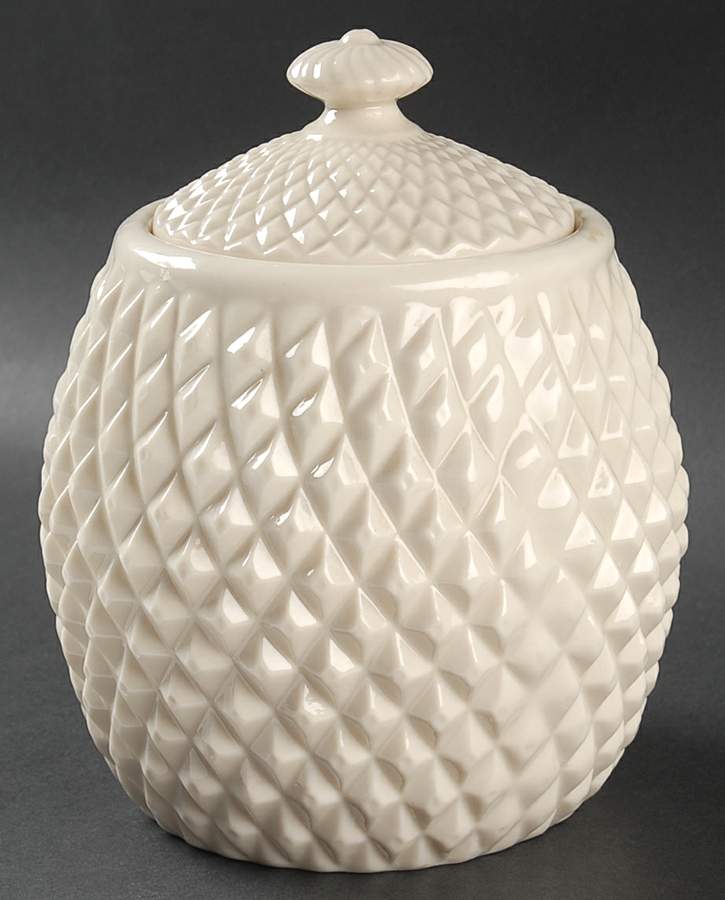 Diamond Biscuit Barrel & Lid by Belleek Pottery (Ireland)-1