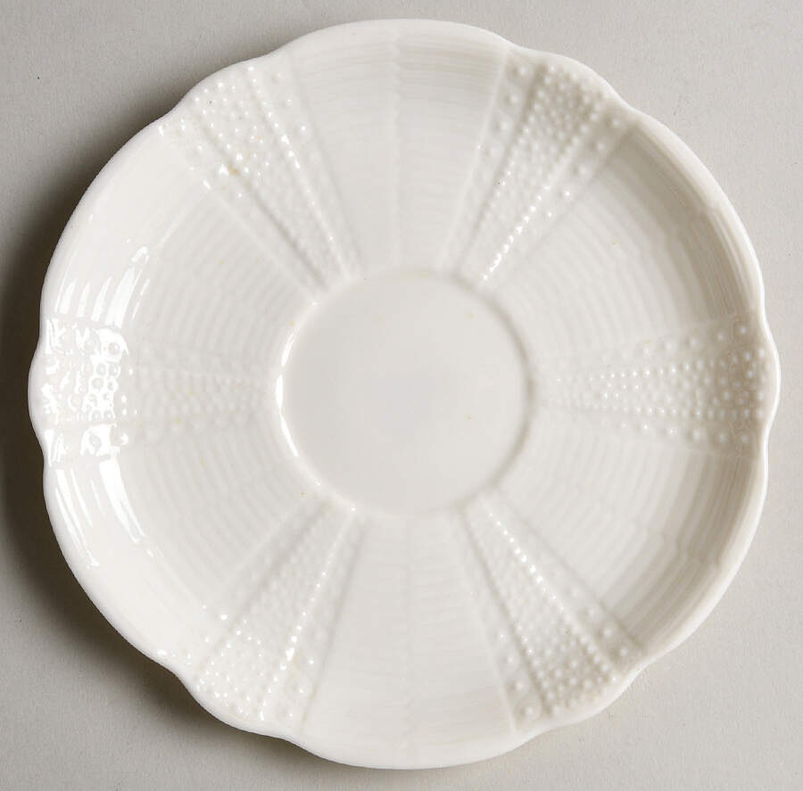 Echinus White Saucer for Flat Cup by Belleek Pottery (Ireland)-1