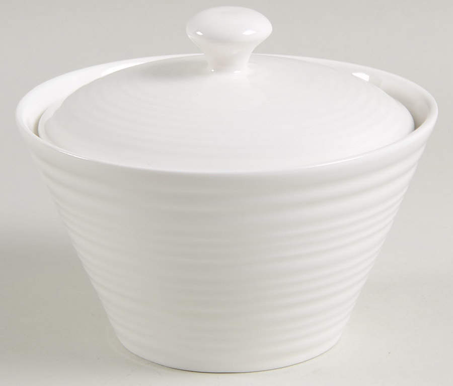 Ripple Sugar Bowl & Lid by Belleek Pottery (Ireland)-1