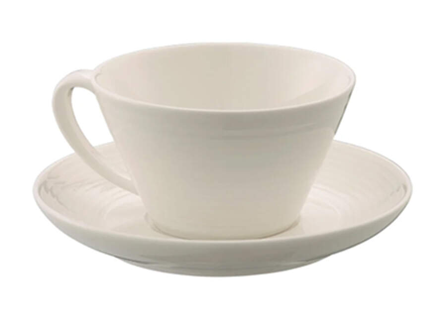 Ripple Flat Cup & Saucer Set by Belleek Pottery (Ireland)-1