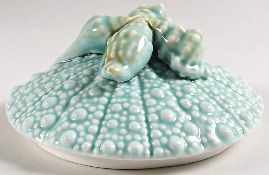 Turquoise Urchin Lid for 7" Round Box by Blue Sky-1