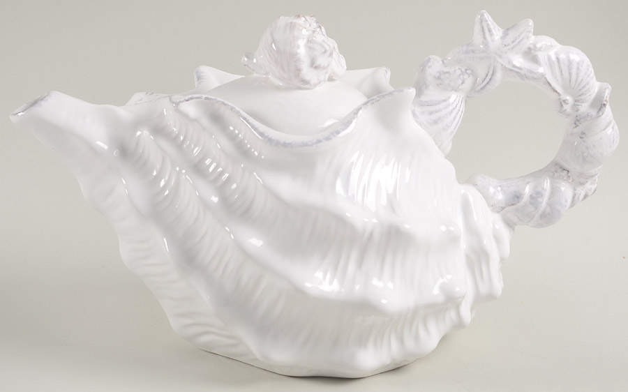 Seawave White Teapot & Lid by Blue Sky-1