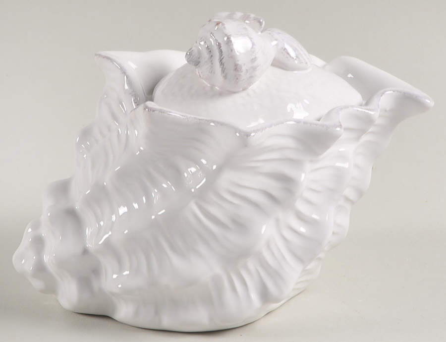 Seawave White Sugar Bowl & Lid by Blue Sky-1
