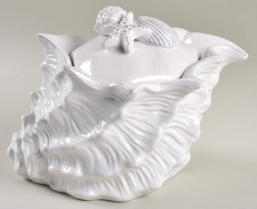 Seawave White Storage Jar & Lid by Blue Sky-1