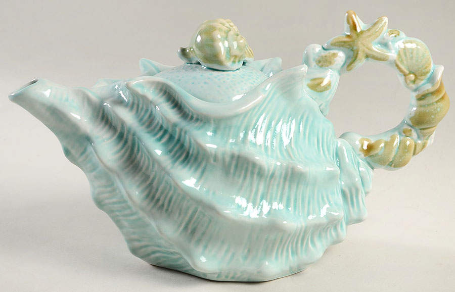 Seawave Turquoise Blue Teapot & Lid by Blue Sky-1
