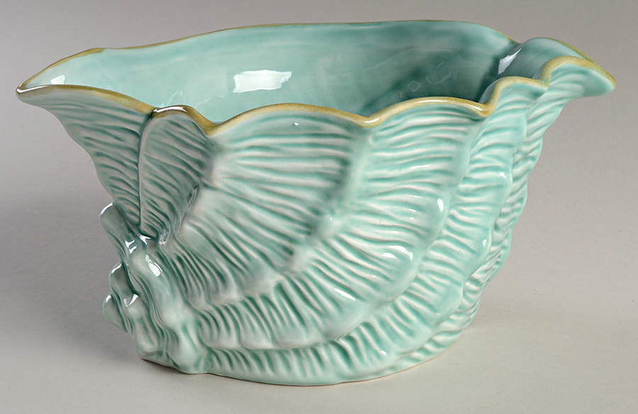 Seawave Turquoise Blue 9" Shell Shaped Bowl by Blue Sky-1