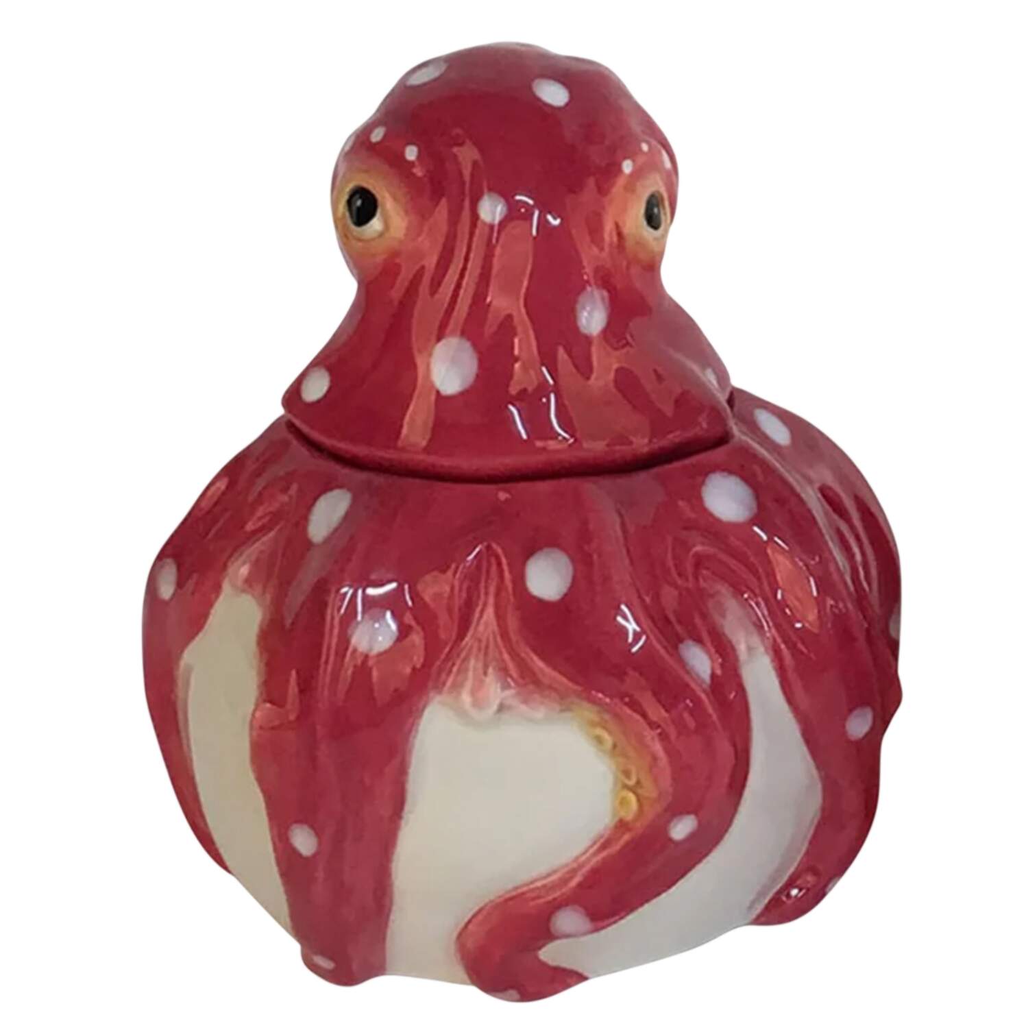 Octopus Red Sugar Bowl & Lid by Blue Sky-1