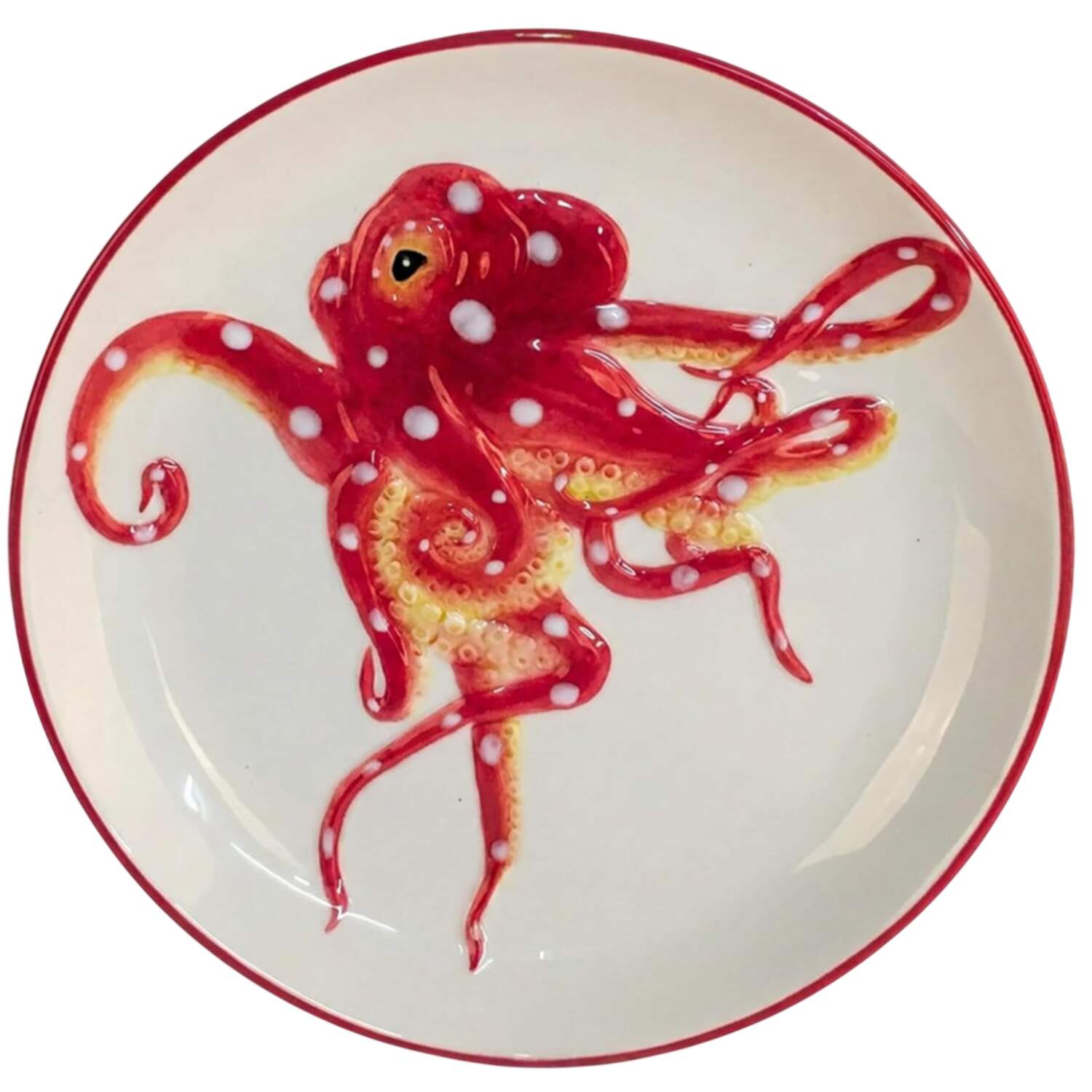 Octopus Red Dinner Plate by Blue Sky-1