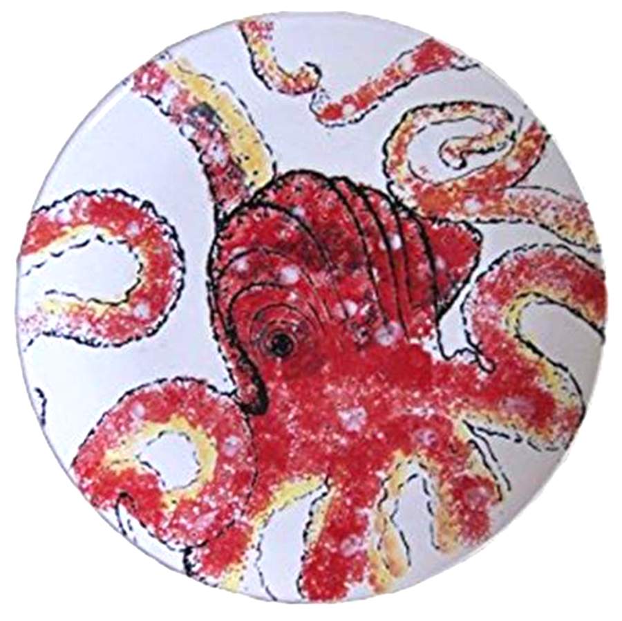 Octopus Red Dinner Plate by Blue Sky-1