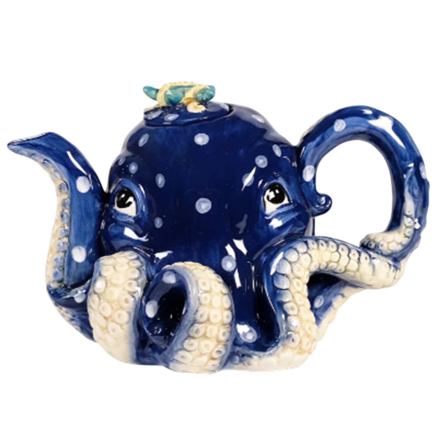 Octopus Blue Teapot & Lid by Blue Sky-1