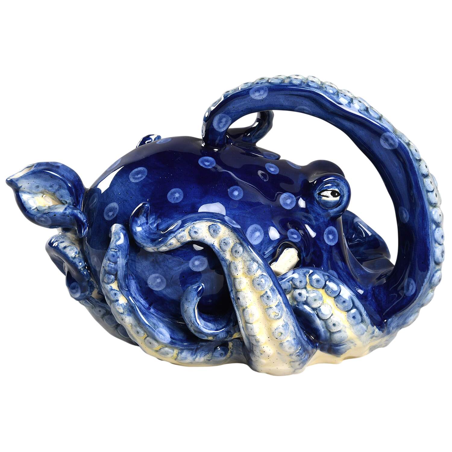 Octopus Blue Teapot & Lid by Blue Sky-1