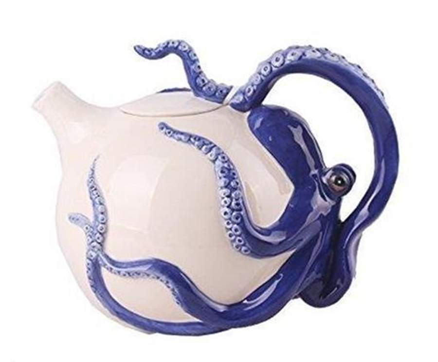 Octopus Blue Teapot & Lid by Blue Sky-1