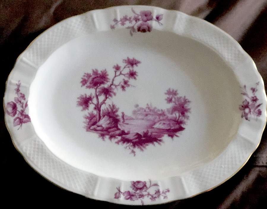 Vincennes Pink 12" Oval Serving Platter by Bernardaud-1