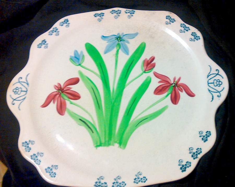 Pond Iris Handled Cake Plate by Blue Ridge Southern Pottery-1