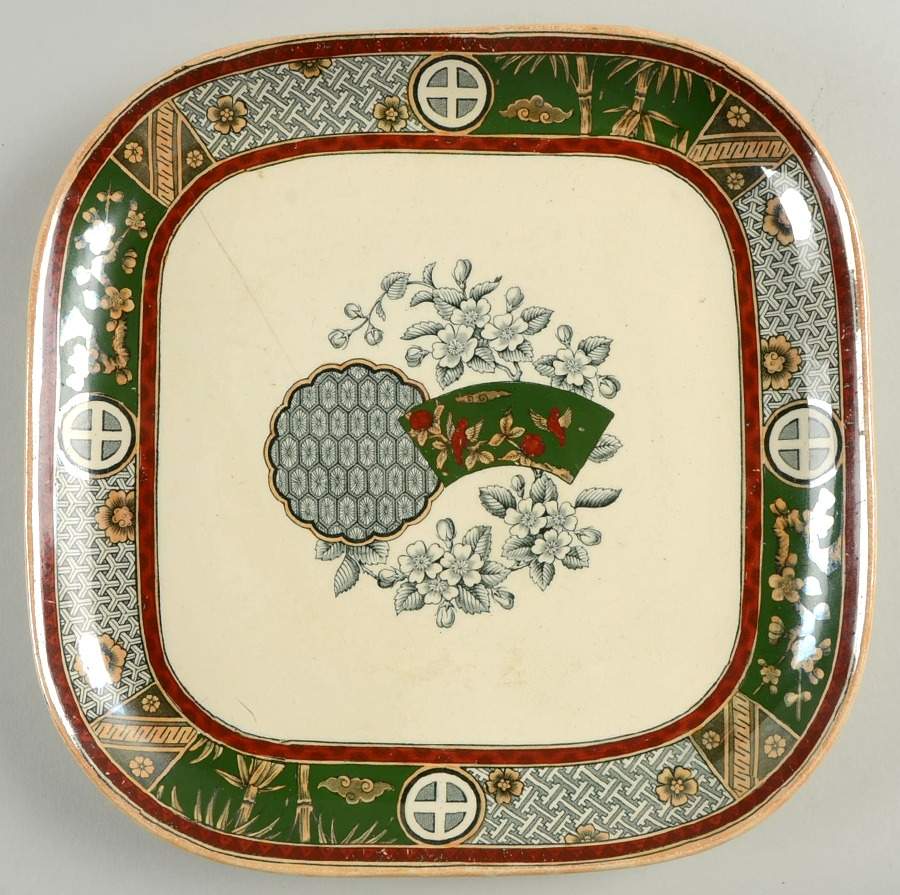 Satsuma (Multicolor, Green) 10" Square Serving Platter by Bates Gildea & Walker-1