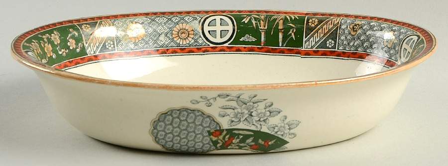Satsuma (Multicolor, Green) 9" Oval Vegetable Bowl by Bates Gildea & Walker-1