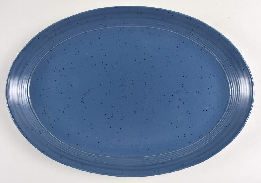 Milbrook Blue 14" Oval Serving Platter by Bee & Willow Home-1