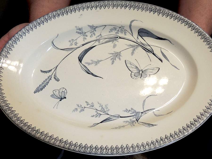 Summer Time Blue 14" Oval Serving Platter by T & R Boote-1