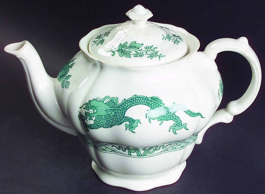 Dragon Green Teapot & Lid by Booths-1
