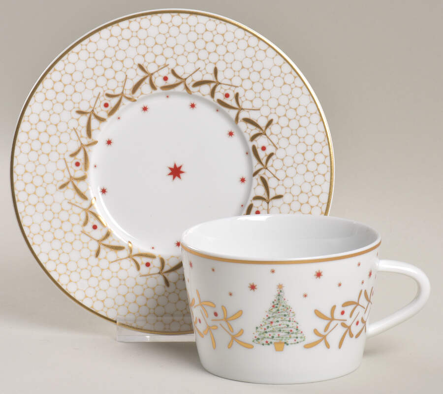 Noel Flat Cup & Saucer Set by Bernardaud-1