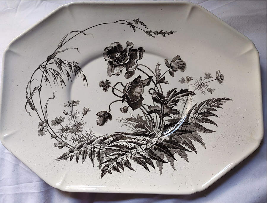 Field Flowers Black Underplate for Octagonal Tureen by Brown, Westhead & Moore-1