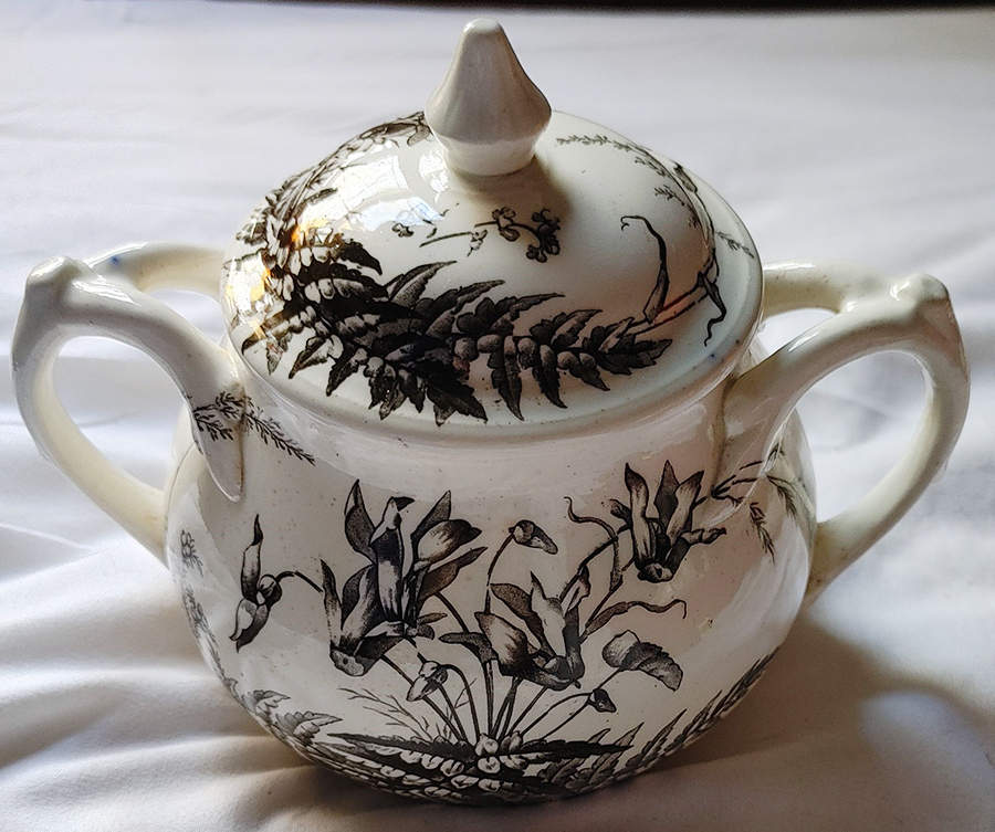 Field Flowers Black Oversize Sugar Bowl & Lid by Brown, Westhead & Moore-1