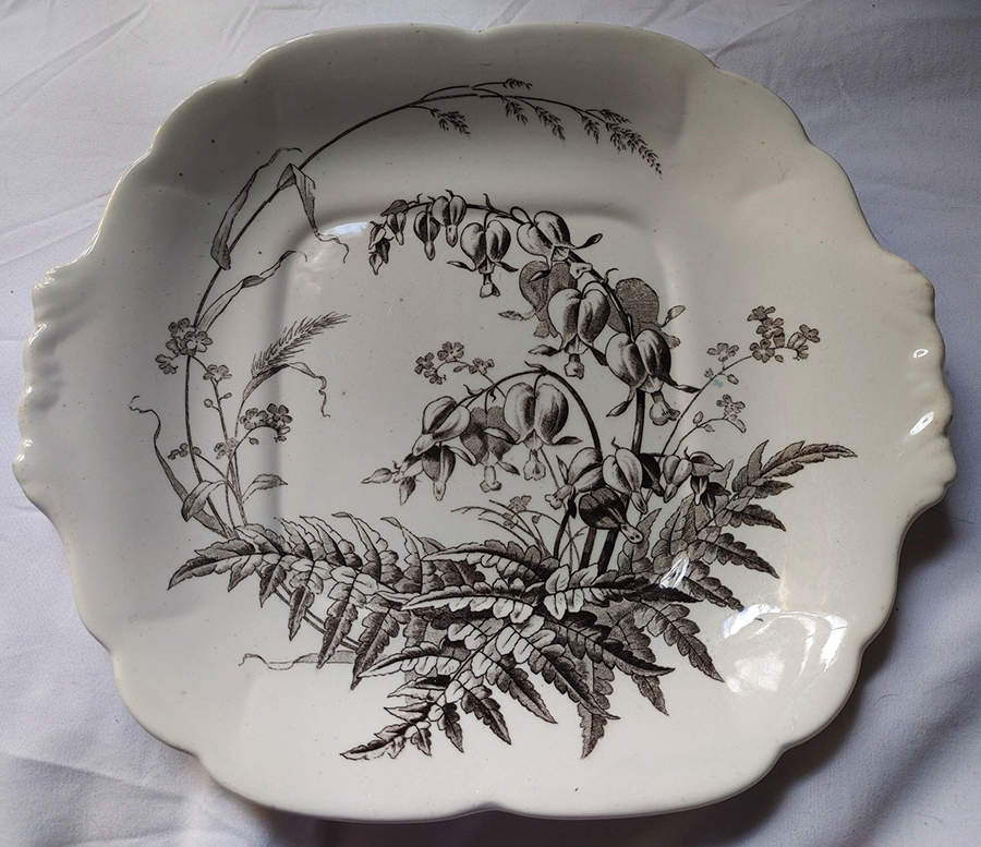 Field Flowers Black Square Handled Cake Plate by Brown, Westhead & Moore-1