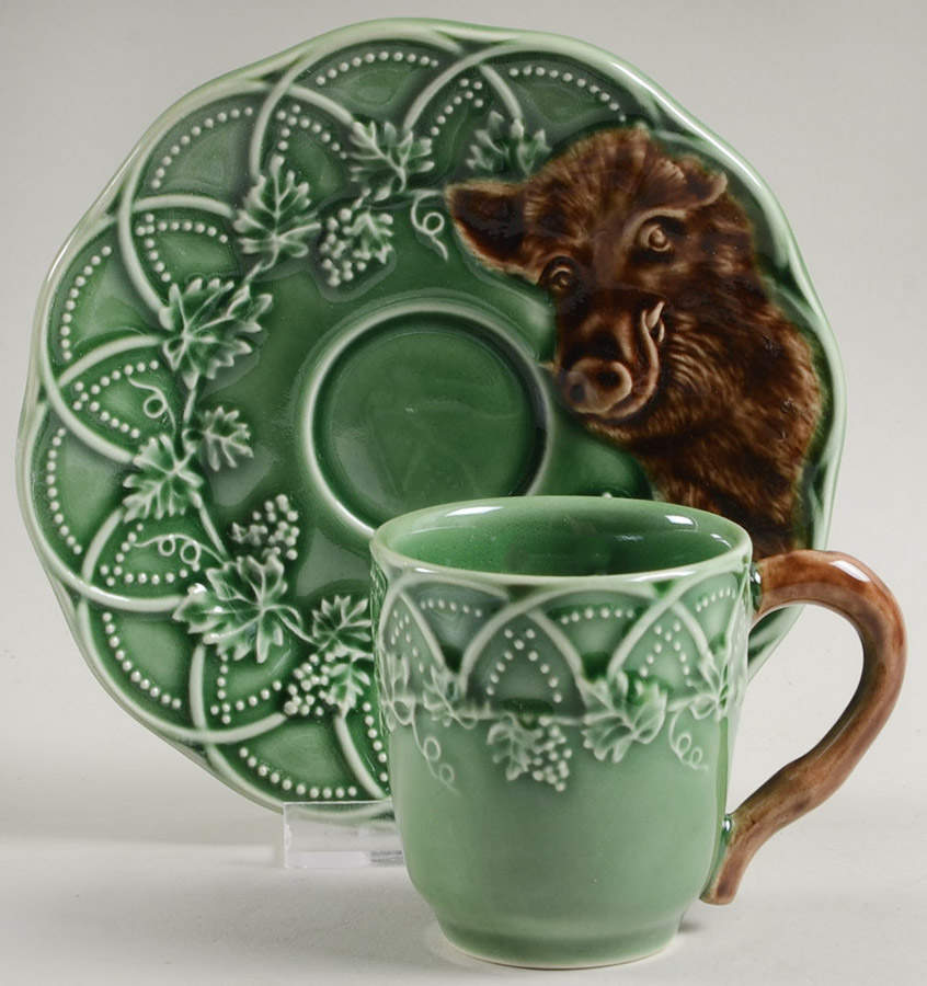 Woods Hunting Flat Cup & Saucer Set by Bordallo Pinheiro-1