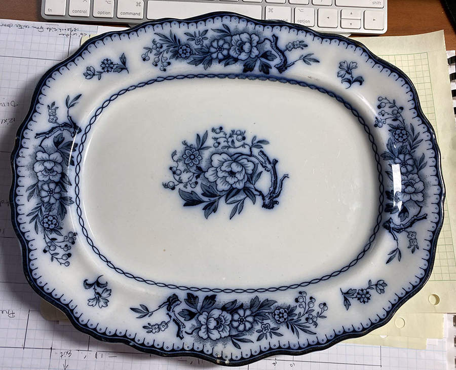 Stratford Blue 12" Oval Serving Platter by Burgess & Leigh-1