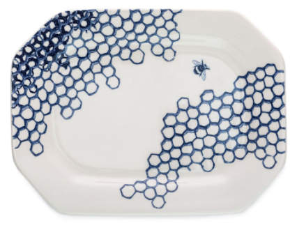 Pollen Ink Blue 10" Rectangular Serving Platter by Burgess & Leigh-1