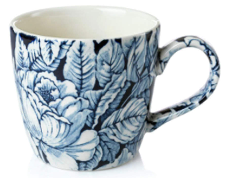 Hibiscus Ink Blue Mug by Burgess & Leigh-1