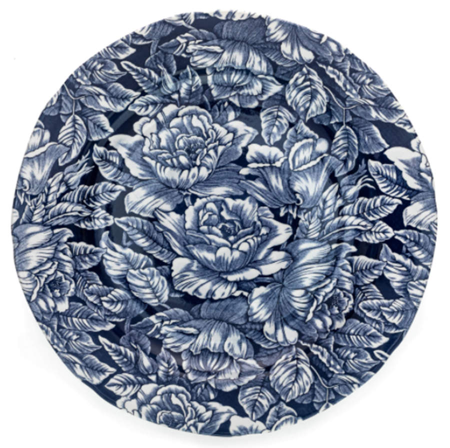 Hibiscus Ink Blue Dinner Plate by Burgess & Leigh-1