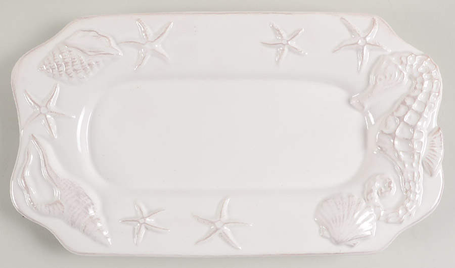 Laguna Coastal Cottage White 12" Rectangular Tray by Blue Sky-1
