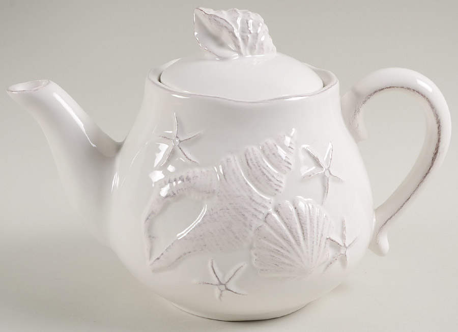 Laguna Coastal Cottage White Teapot & Lid by Blue Sky-1