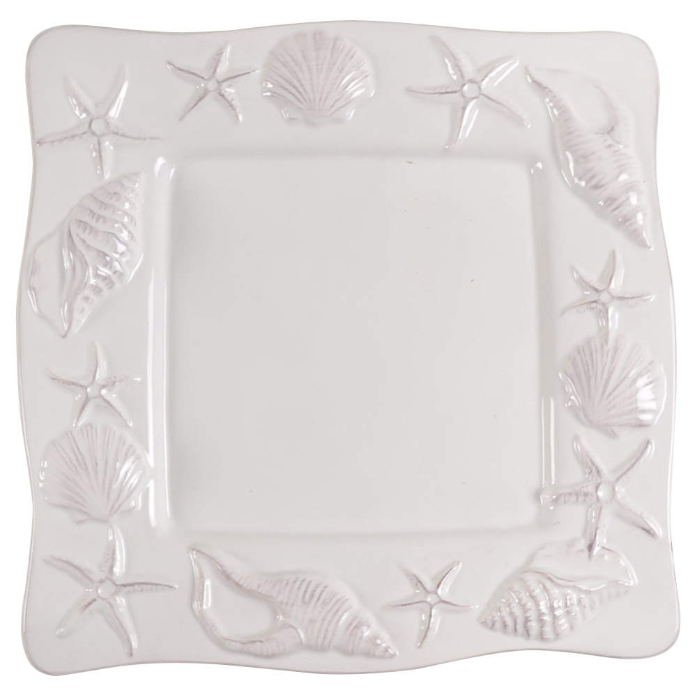Laguna Coastal Cottage White Square Dinner Plate by Blue Sky-1