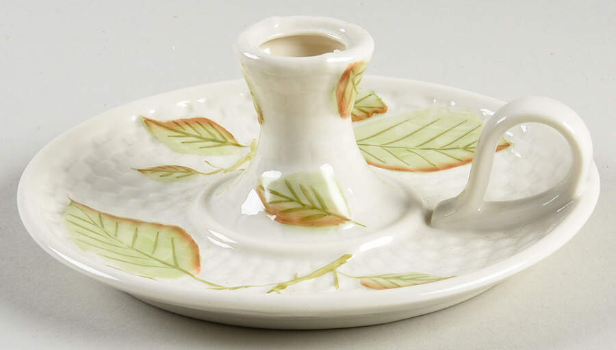 Belleek in Retrospect Apple Leaf Candlestick by Belleek Pottery (Ireland)-1