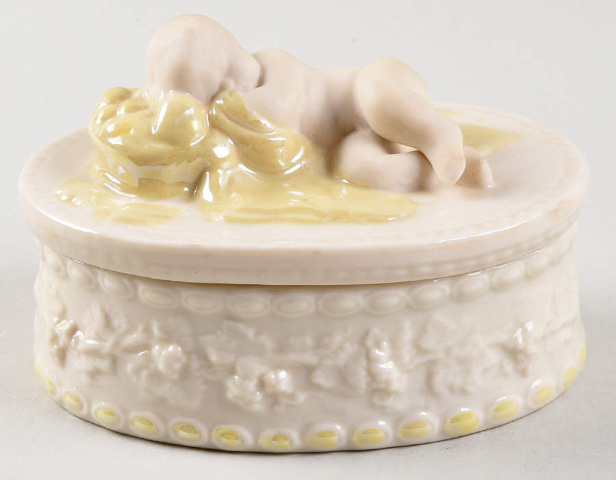 Trinket Boxes Cherub Trinket Box & Lid by Belleek Pottery (Ireland)-1