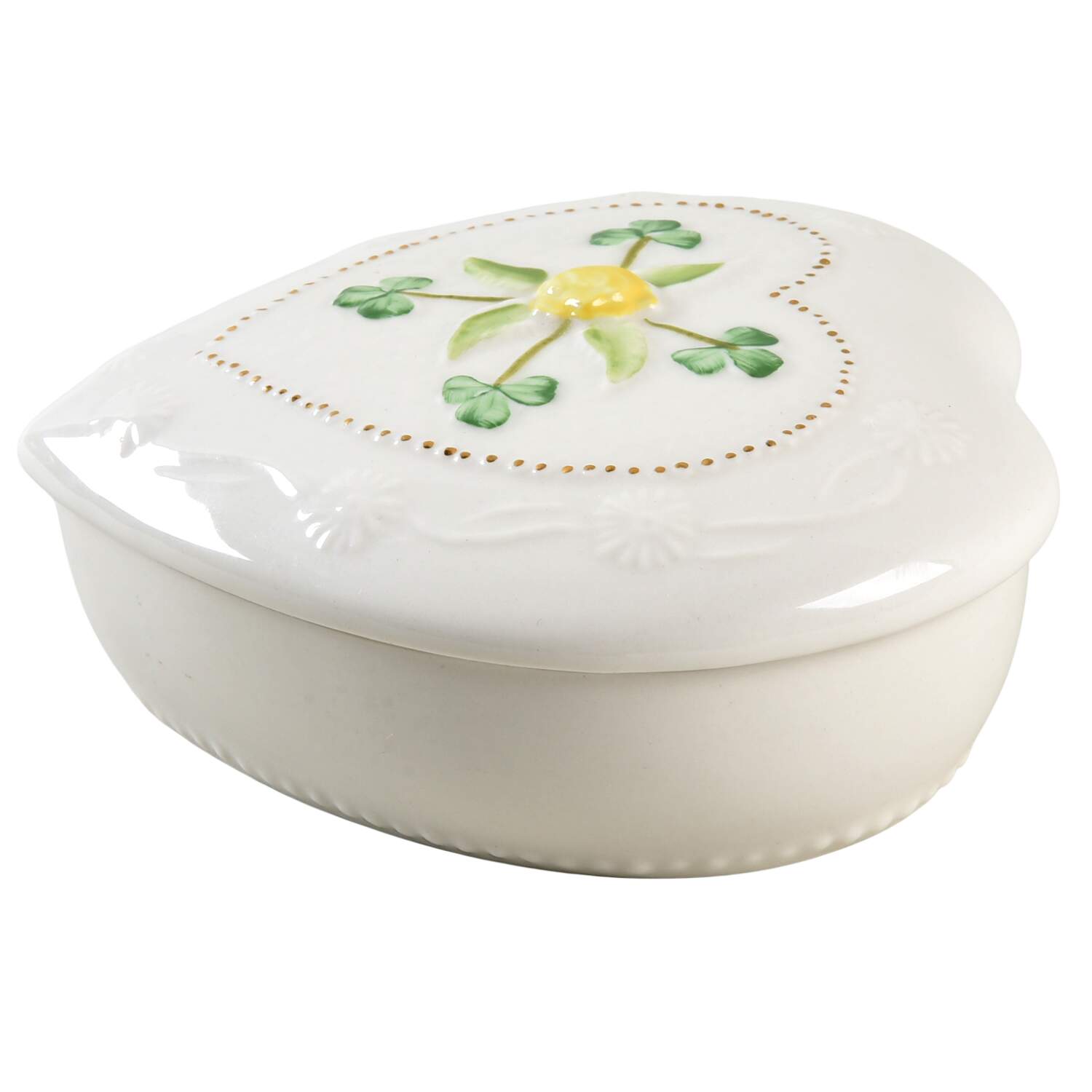 Trinket Boxes Heart Shape Box & Rose Lid by Belleek Pottery (Ireland)-1