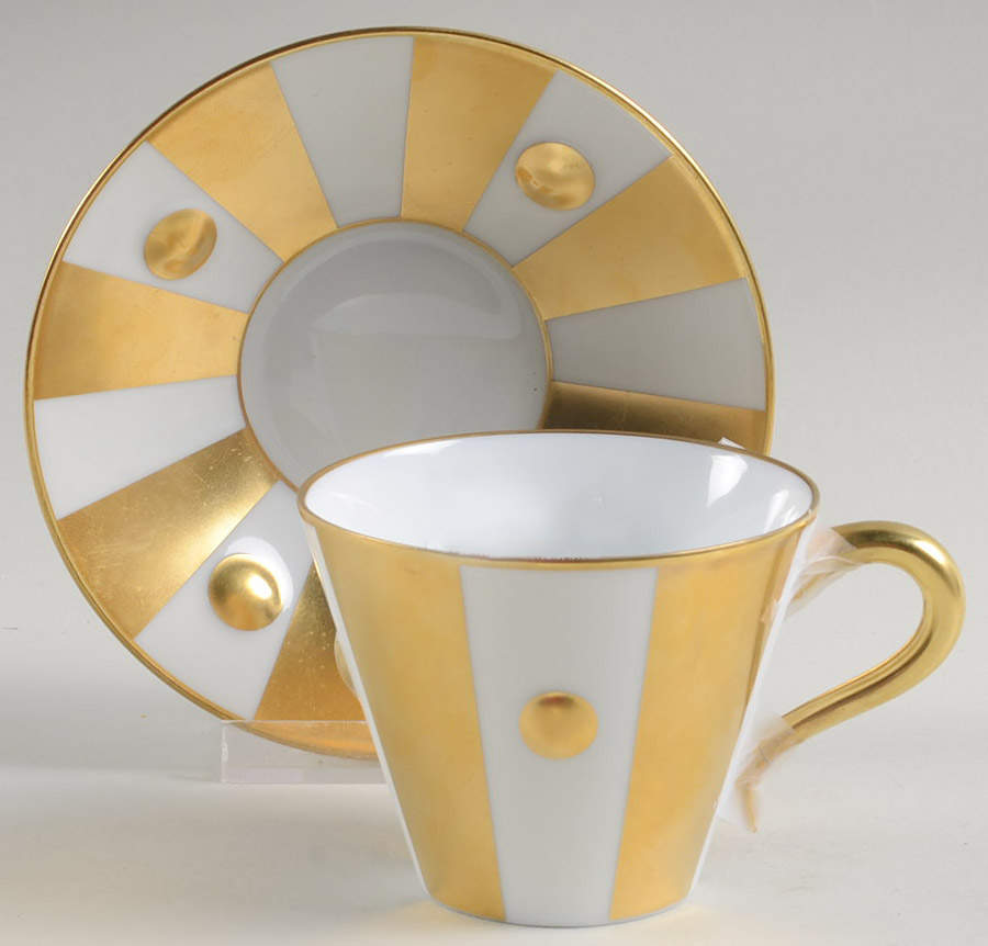 Lipari-Gold Flat Cup & Saucer Set by Bernardaud-1