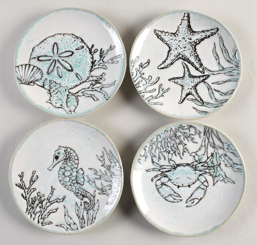 Sea Cove Island Appetizer Plate - Set of 4 Motifs by Blue Sky-1