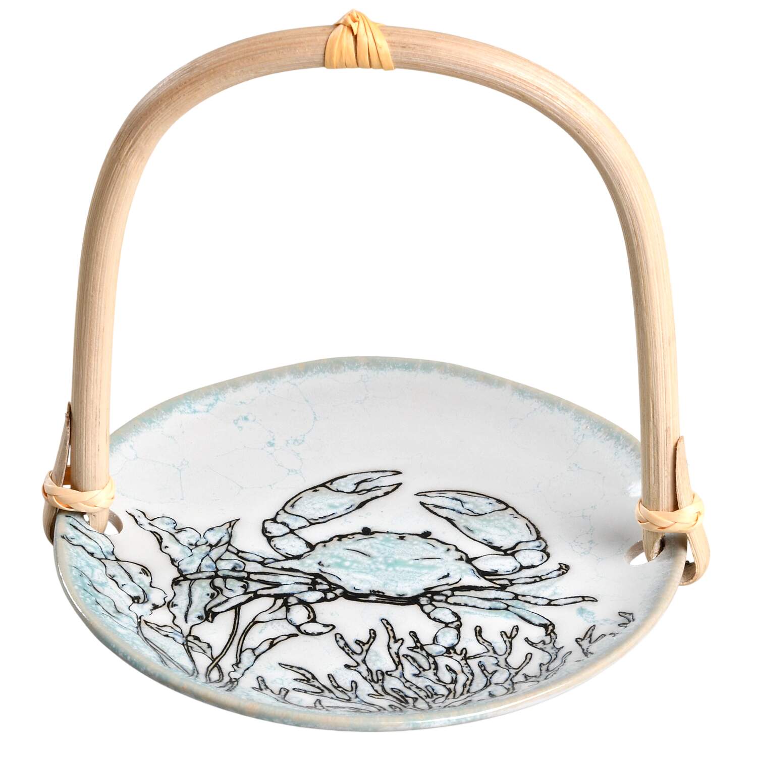 Sea Cove Island 5 3/8"-5 5/8" Bamboo Handled Serving Plate  HC by Blue Sky-1