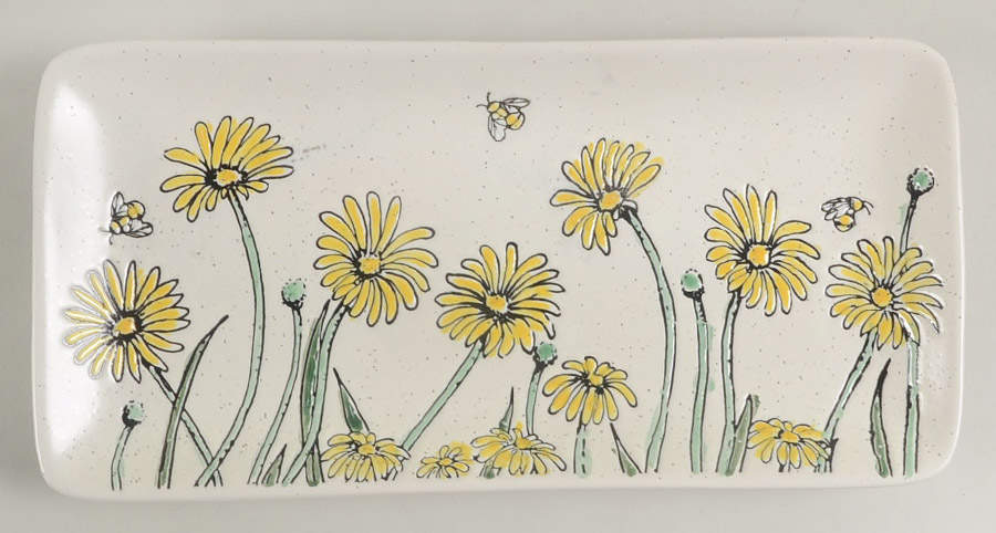 Daisy Bee Field 10" Rectangular Serving Platter by Blue Sky-1
