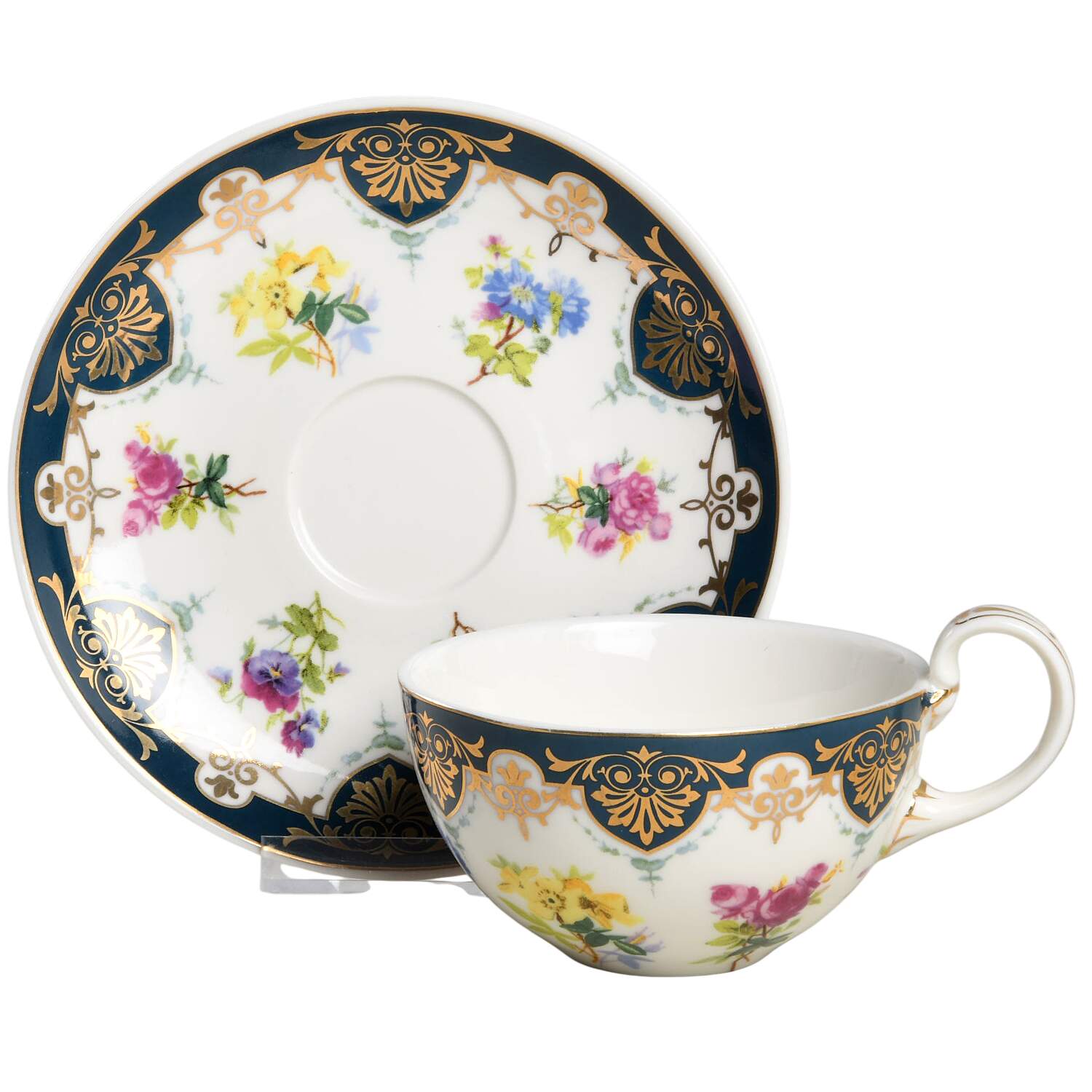 Vanderbilt Service Flat Cup & Saucer Set by Burton & Burton-1
