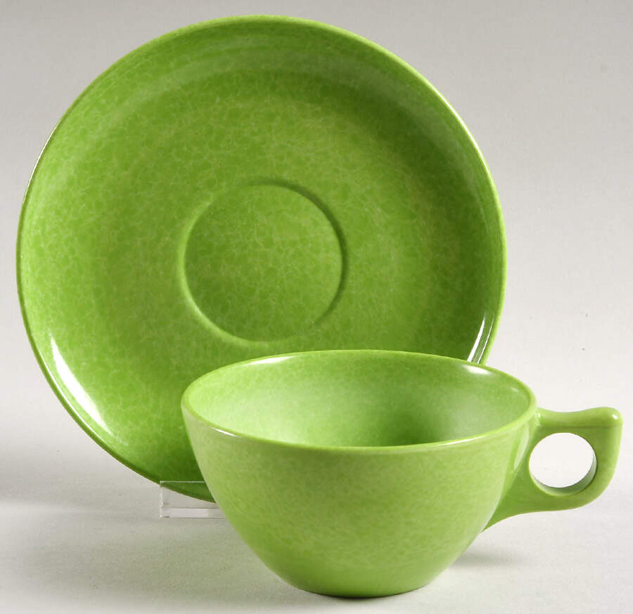 Color-Flyte and Royale (Melmac) Flat Cup & Saucer Set by Branchell (USA)-1