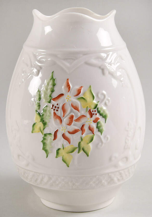 Winter Poinsettia Globe for Hurricane Lamp by Belleek Pottery (Ireland)-1