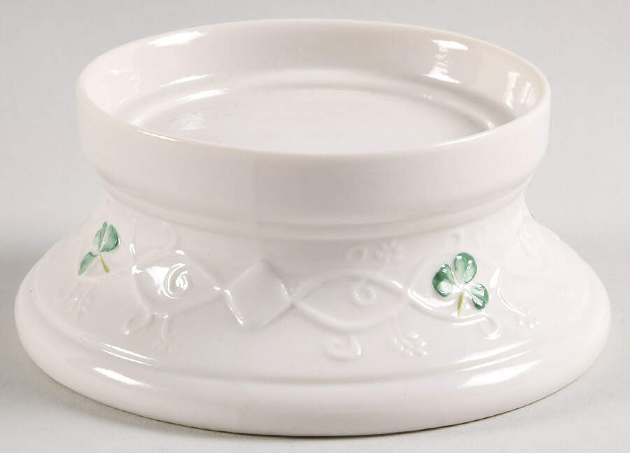 Winter Poinsettia Hurricane Lamp No Globe by Belleek Pottery (Ireland)-1