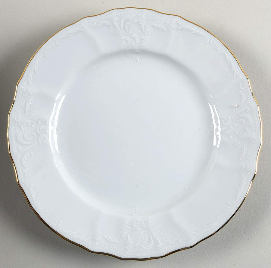 Bernadotte White-Gold Trim Salad Plate by Baum Brothers-1