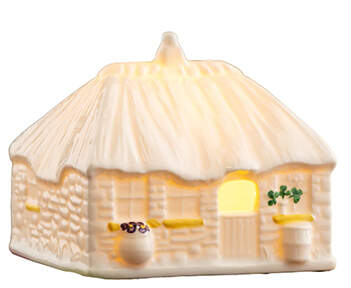 Mood Lighting (Luminaires) Thatched Cottage Electric Luminaire by Belleek Pottery (Ireland)-1