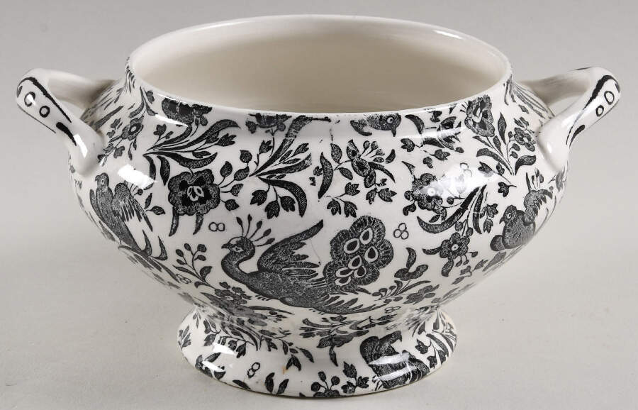 Chinese Peacock-Black Mini Tureen No Lid by Burgess & Leigh-1